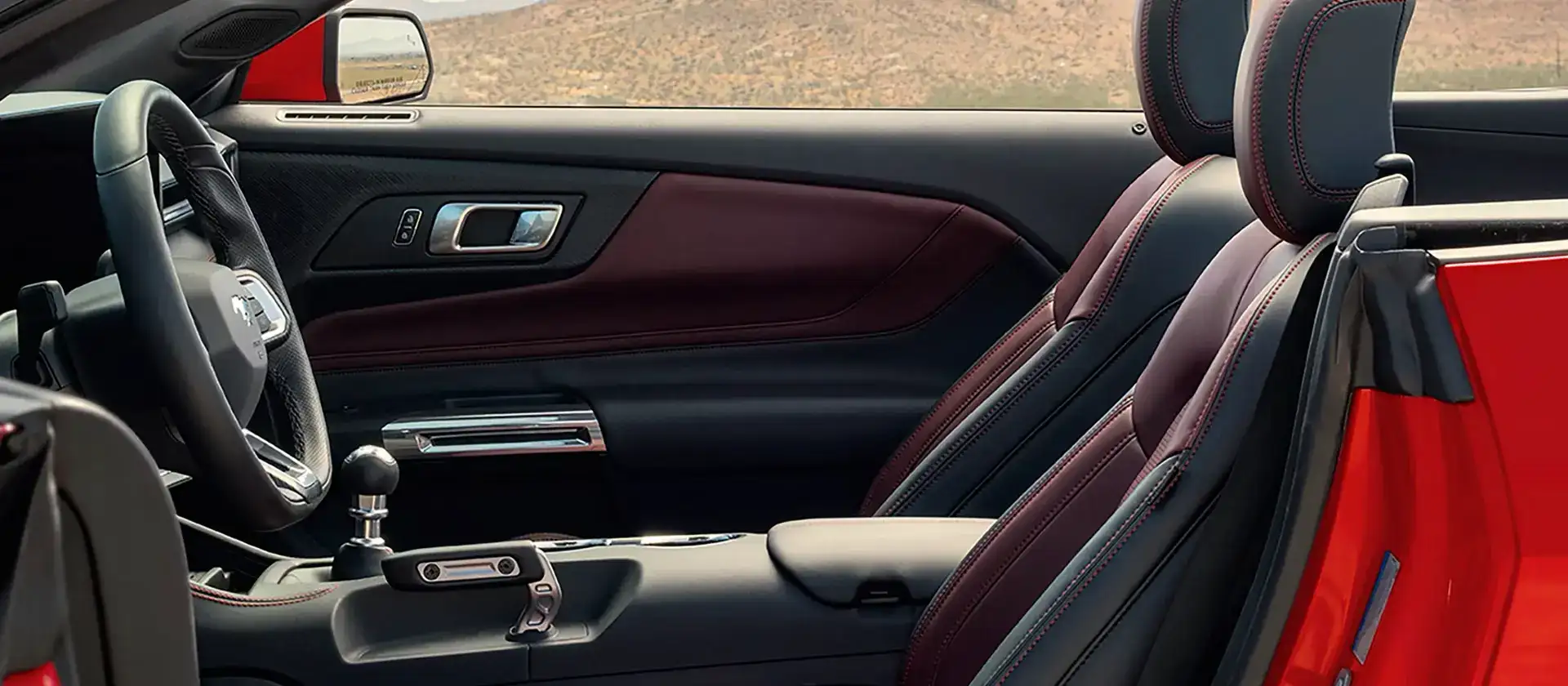 2026 Ford Mustang Red Convertible cockpit