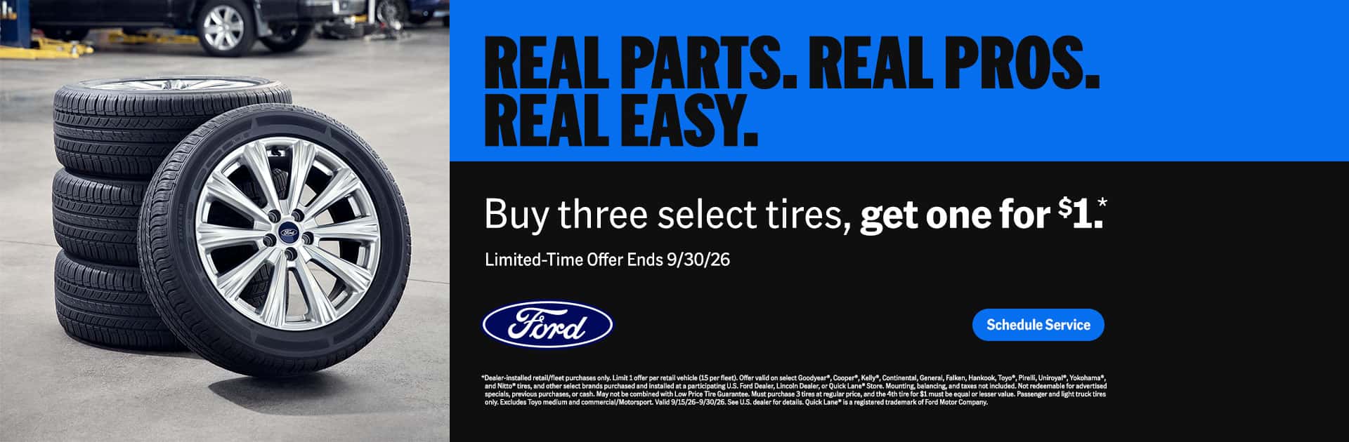 Buy Three Tires get one for $1!!! Stay Safe on the road and get a great deal on tires at Stivers Ford South!
