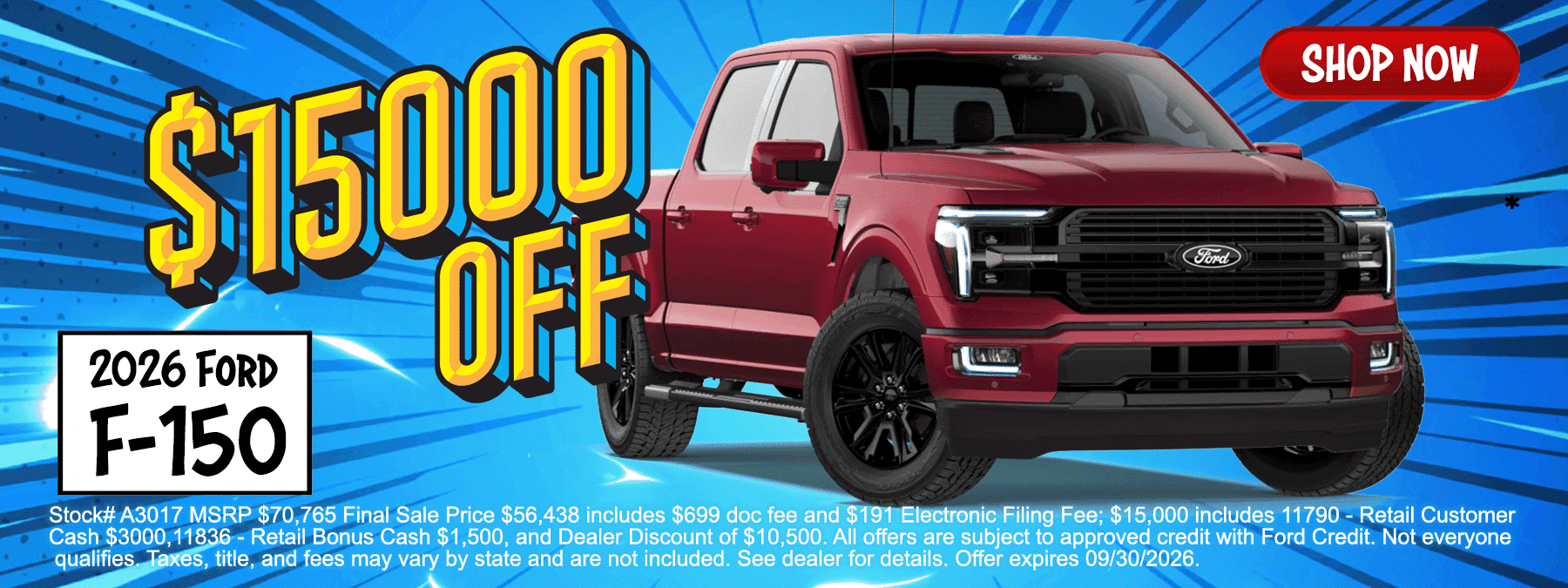 Get an amazing deal with our special incentives and discounts on our most popular models like F150!