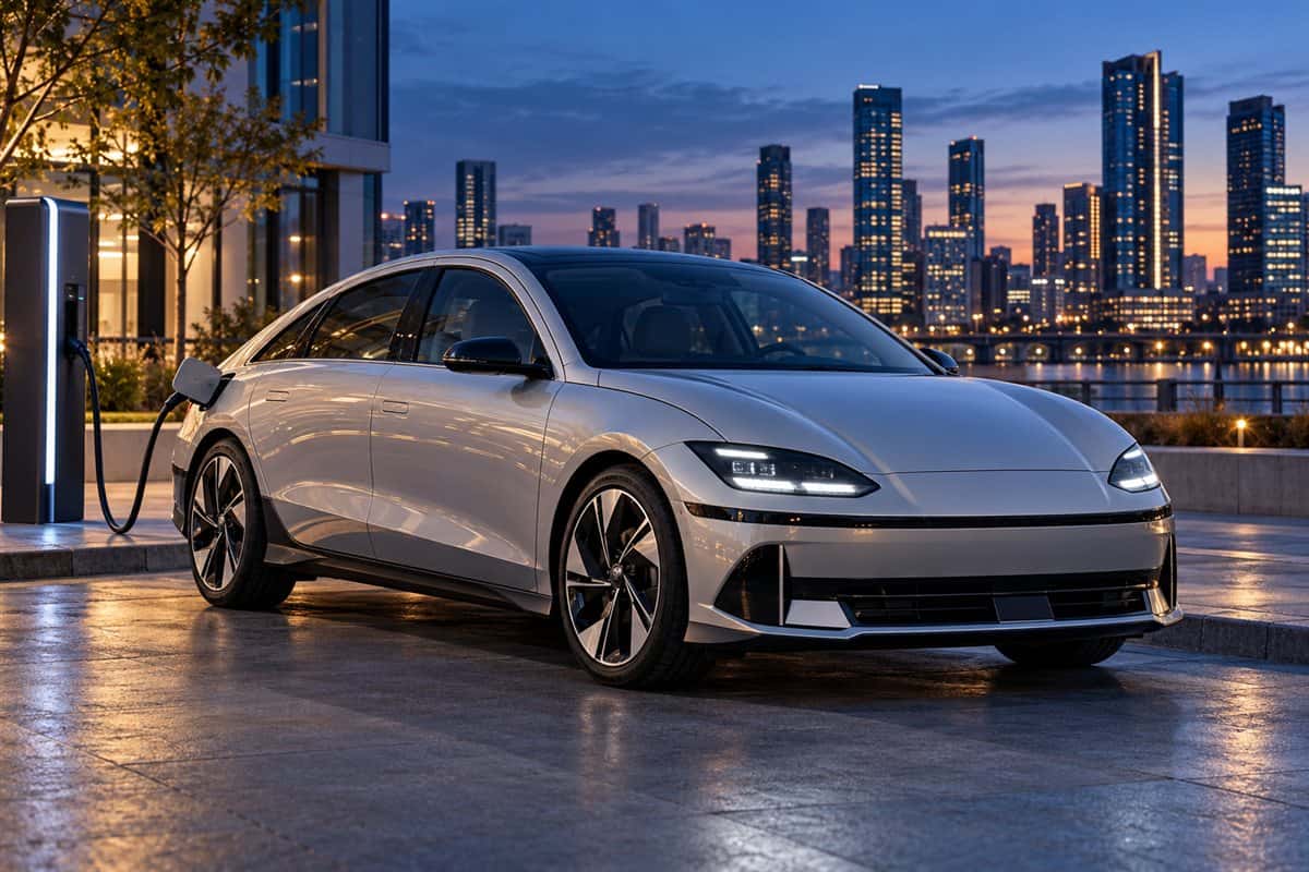 2024 Hyundai IONIQ 6 electric sedan at a charging station