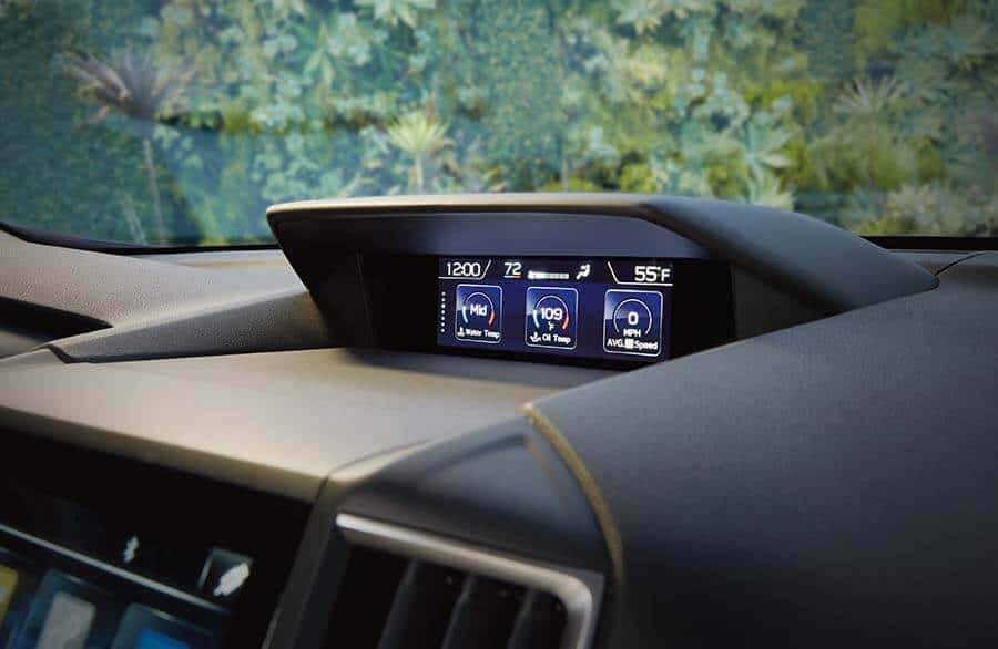 A Subaru center console highlighting the multi-function display.