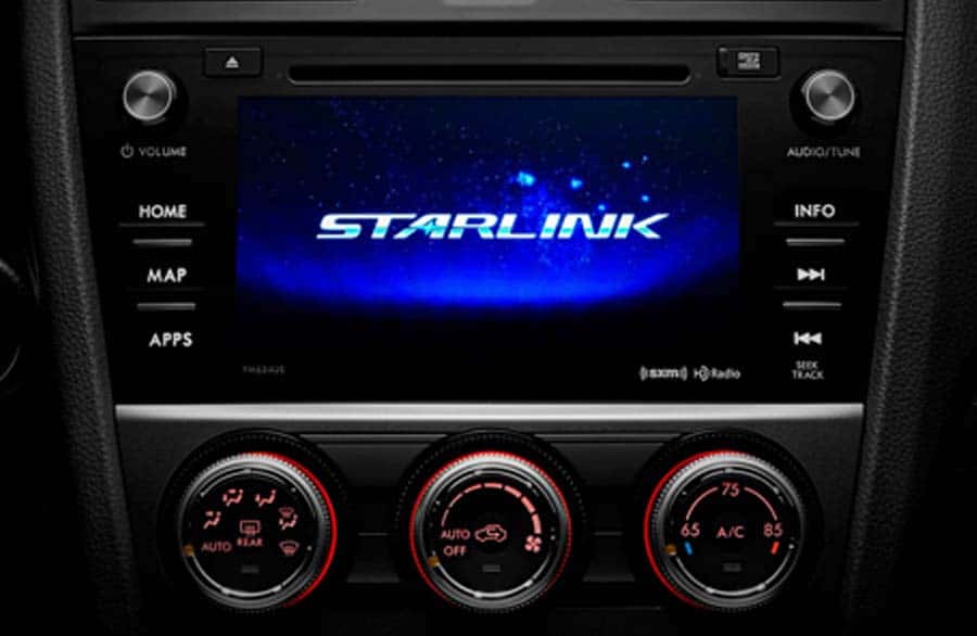 An image of a Subaru center screen with the word STARLINK shown on the screen.