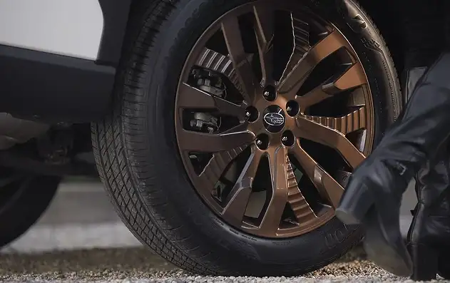 Close-up of a bronze alloy wheel on the 2026 Subaru Forester