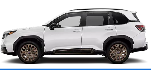 2026 Subaru Forester Sport in white with bronze wheels, side profile