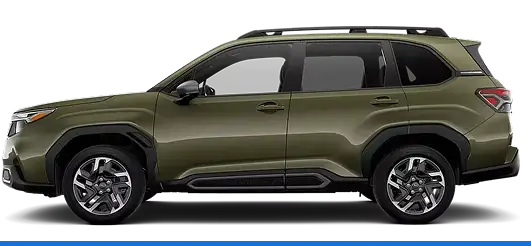 2026 Subaru Forester Limited Hybrid in green, side profile