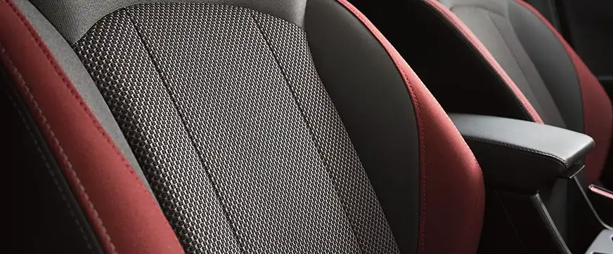 Impreza RS sport seats with red accents and contrast stitching