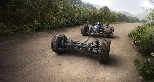 Balanced Subaru drivetrain layout for stability and control