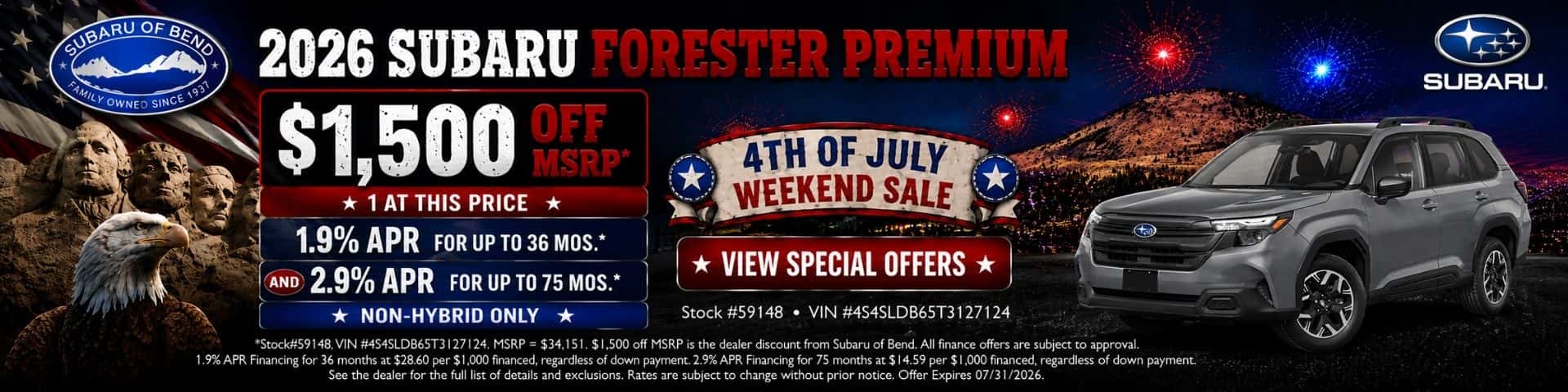 Forester Purchase 4th of July
