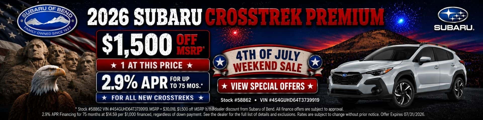Crosstrek Purchase 4th of July