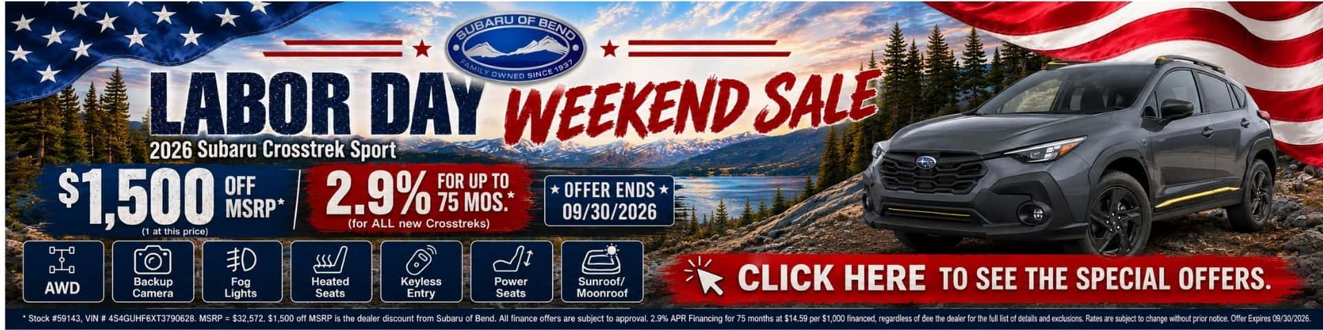 Crosstrek Retail Labor Day 2026