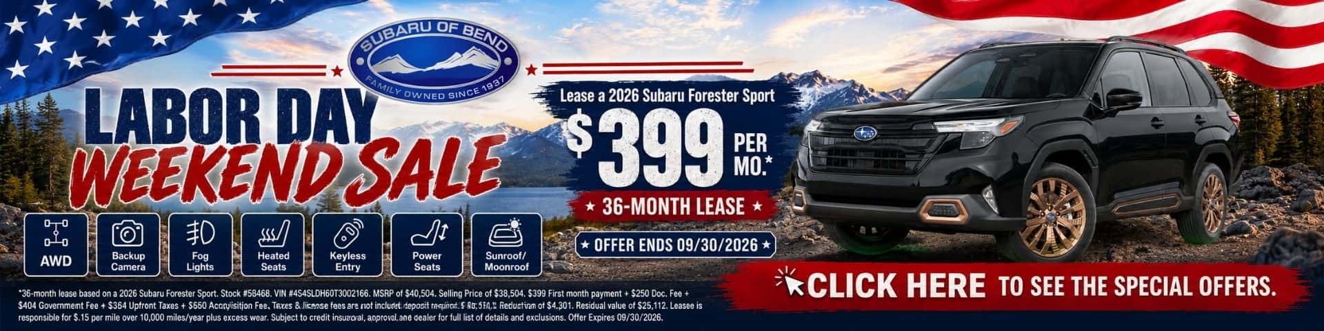 Forester Lease Labor Day 2026