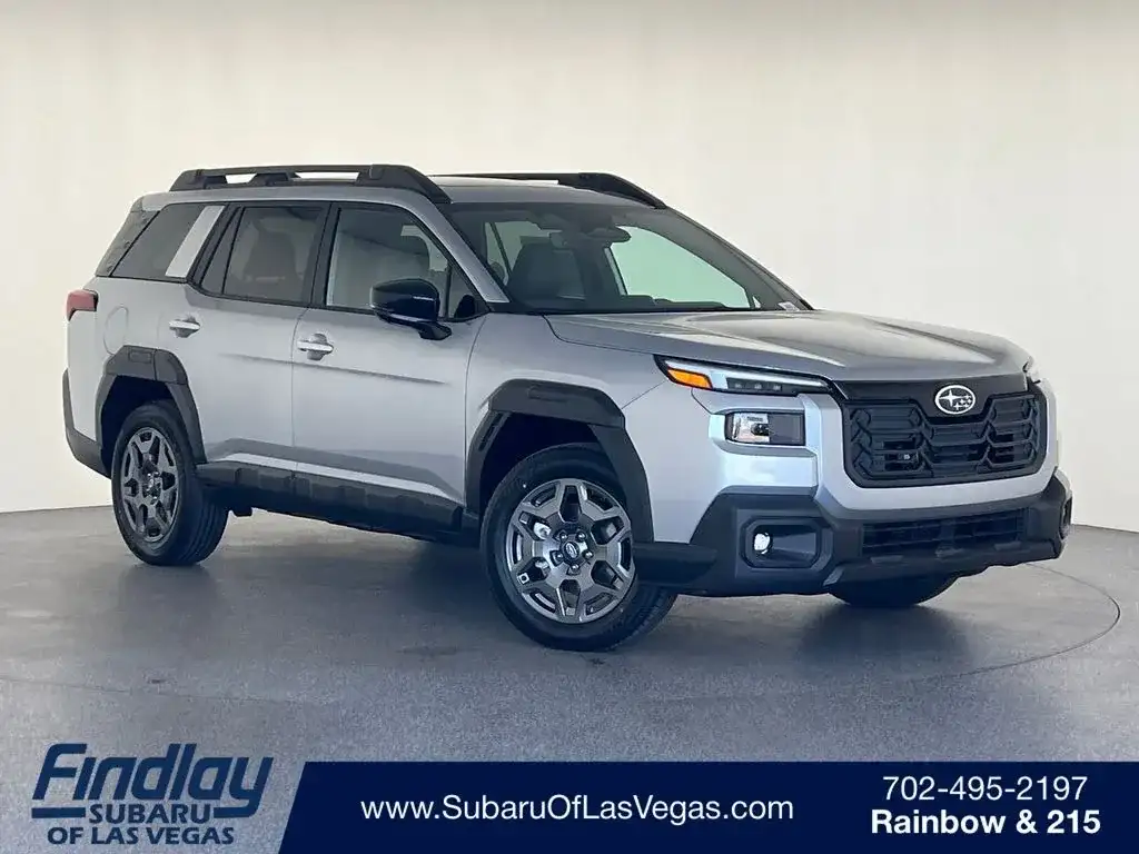 Subaru Outback in silver, front three-quarter view at Findlay Subaru of Las Vegas, photo 1 of 11