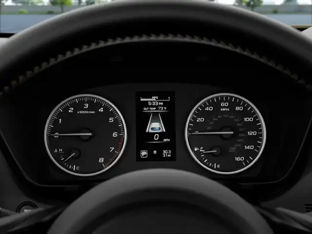 The 2026 Subaru Ascent gauge cluster with tachometer, speedometer and center display