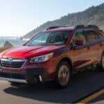 Front View of Red 2022 Subaru Outback