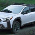 Front View of White 2023 Subaru Outback
