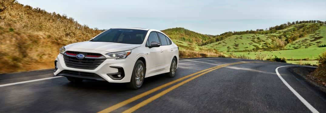 White 2023 Subaru Legacy White Exterior on a Country Road