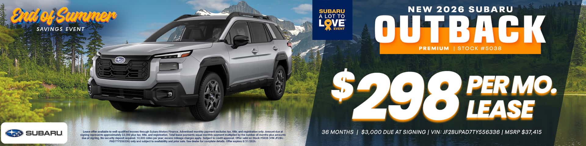 2026 Subaru Outback Premium Lease Offer $298/month for 36 months