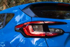 The rear lights of the all-new 2024 Subaru Impreza in Blue