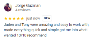 Review by Jorge Guzman for Tony Juarez at Twin Falls Subaru.