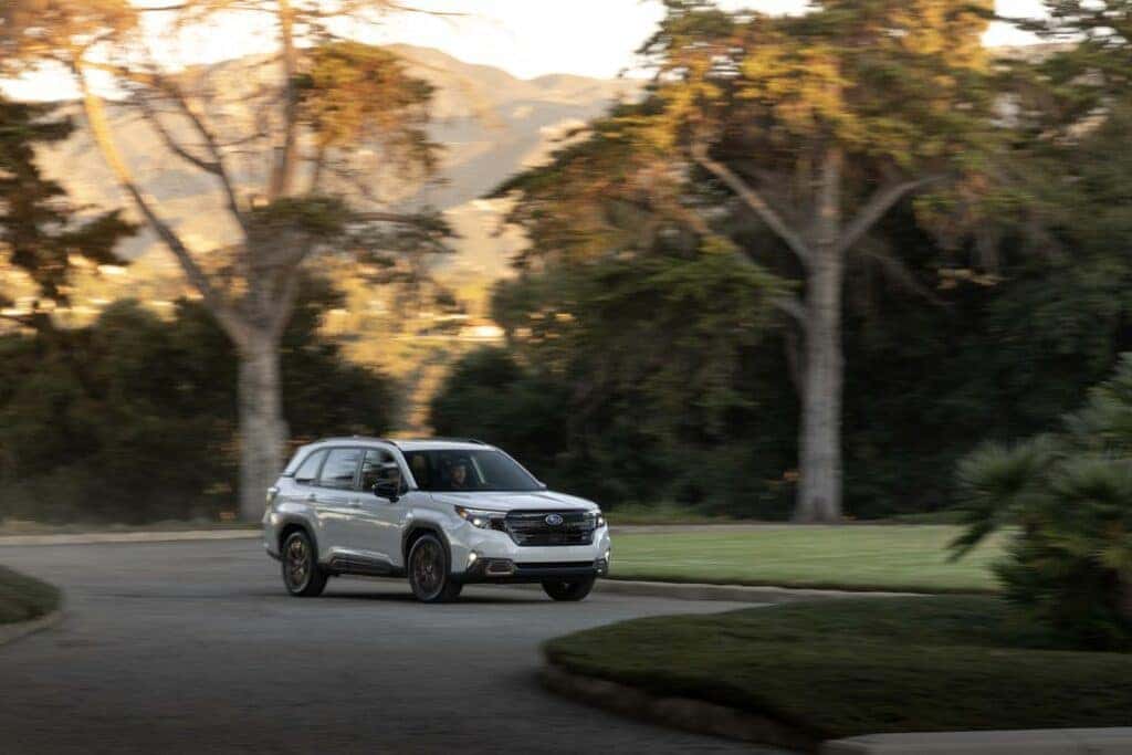 Subaru Forester Driving Through a Park Front 3/4 View