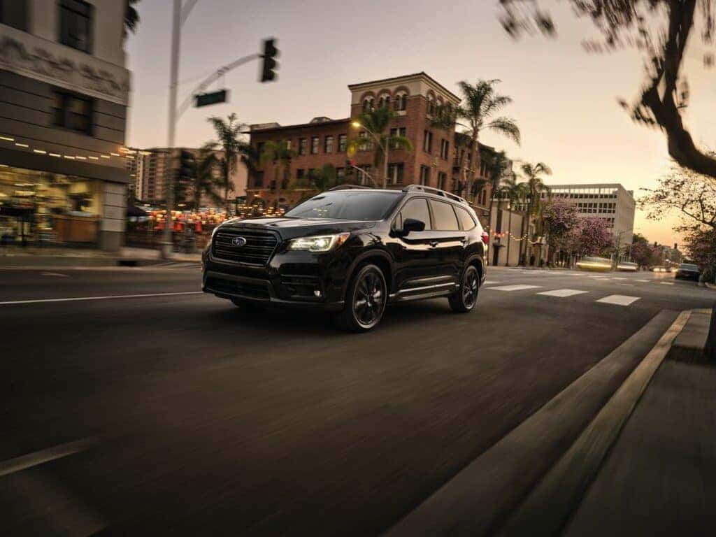 Subaru Ascent Driving on a City Road Front 3/4 View
