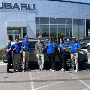 Stephanie & Brandon, from Mtn Home, Idaho's Wilderness Green Metallic 2015 Subaru Outback 2.5i Limited at Twin Falls Subaru