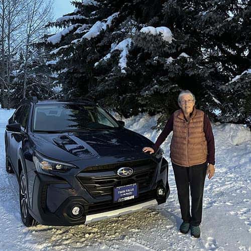 Susan, from Sun Valley, Idaho with her Cosmic Blue Pearl 2025 Subaru Outback Limited purchased from Twin Falls Subaru, delivered from Twin Falls, Idaho to Sun Valley.