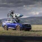 2025 Subaru Froester Front Side View with Accessories, Kayak, and Bike