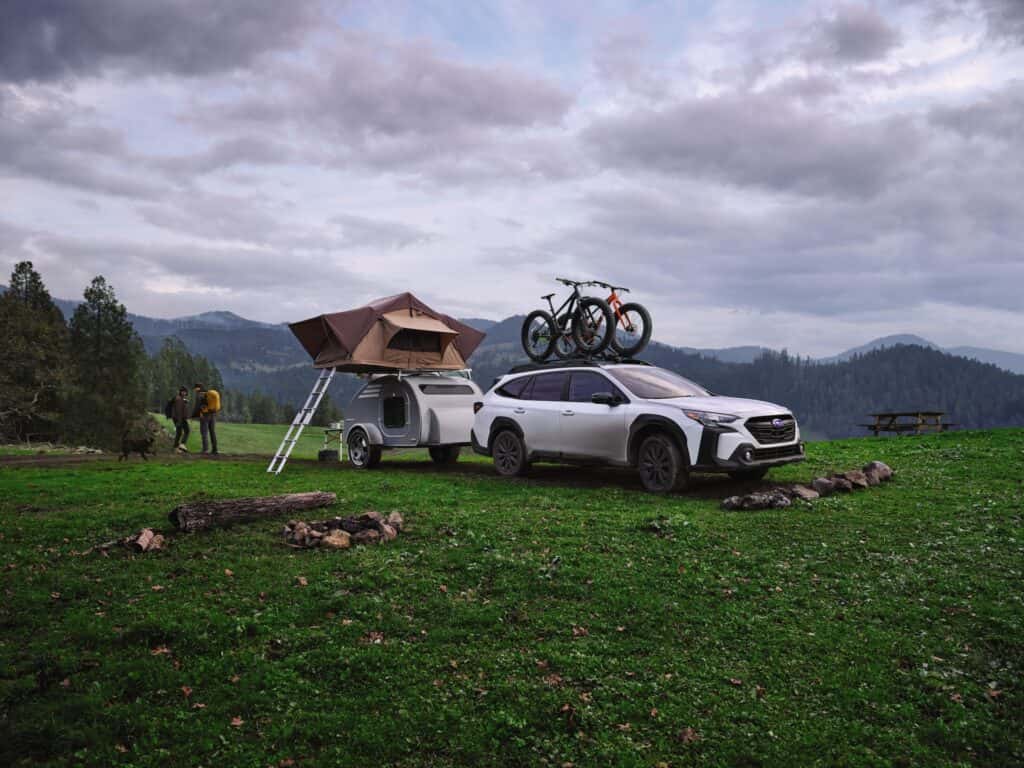 New Subaru Outback with Camping and Towing Accessories