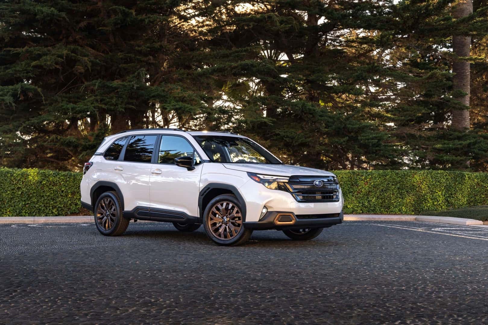 The Spacious And Sexy 2025 Subaru Forester In A Recreational Park's Parking Lot