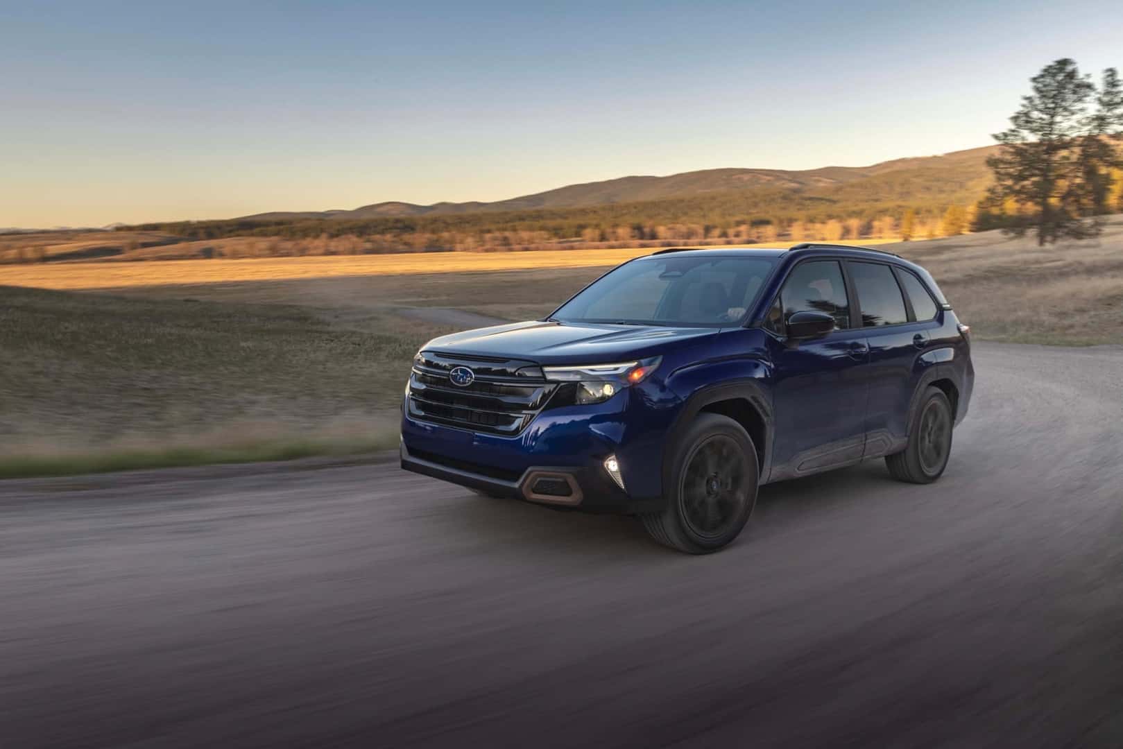 2025 Subaru Forester Sapphire Blue Pearl in motion
