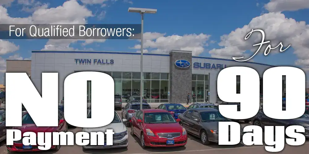 Twin Falls Subaru has 90 Days Until First Payment available on the purchase of your next new or used car.