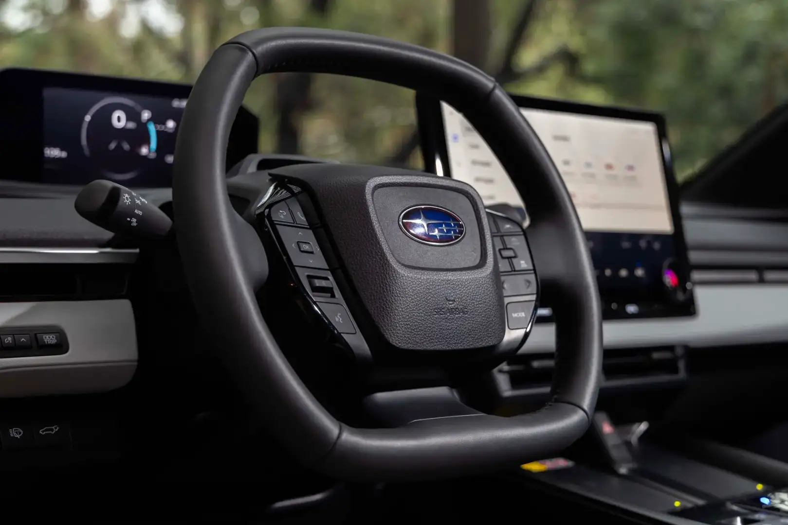 2026 Subaru Solterra steering wheel and media console