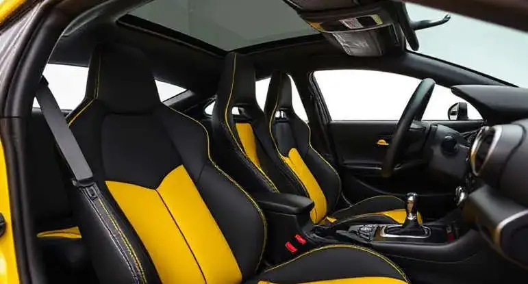 2026 BRZ interior of driver seat black and yellow