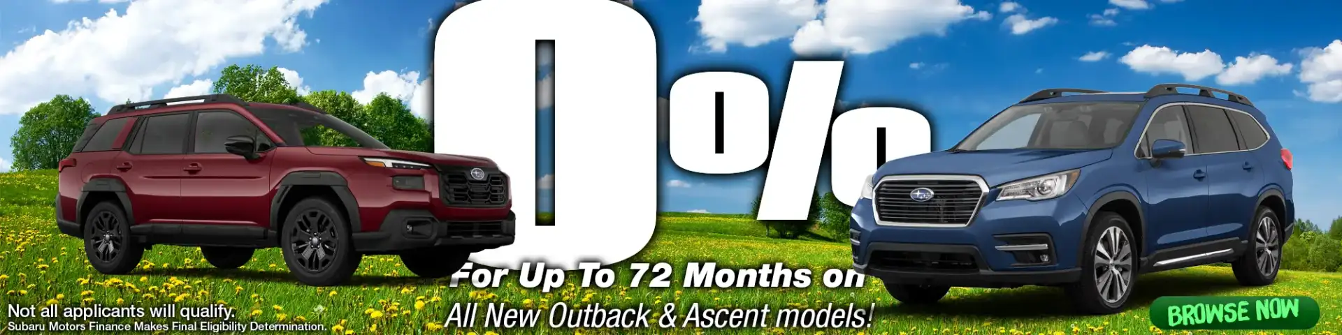 Twin Falls Subaru is offering 0% financing for up to 72 months on all new Ascent and Outback models this June.