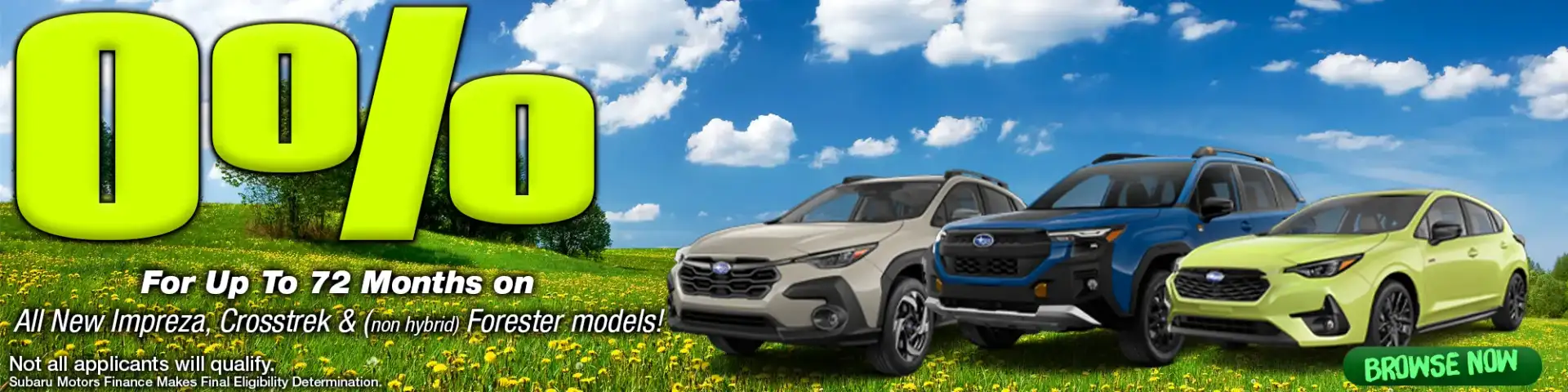 Expanded: 0% for new Subaru Impreza, Crosstrek & non-hybrid Forester models!