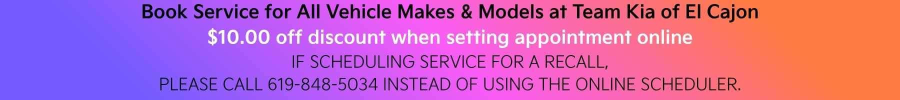 $10 off service when using the scheduler