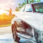 Powerwashing a car