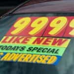 Used Car Windshield with Pricing Information