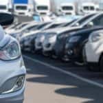 Used Vehicles in a Row on a Car Lot