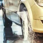 Washing a car tire