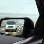 Reflection in a rearview mirror
