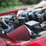Cone filter on a car engine