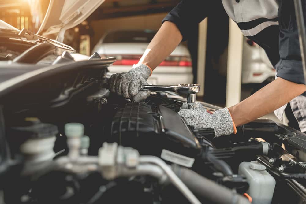 Mechanic working on a vehicle