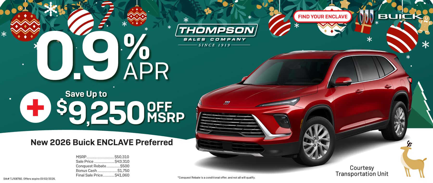 Save up to $9,250 off MSRP on a new Buick Enclave