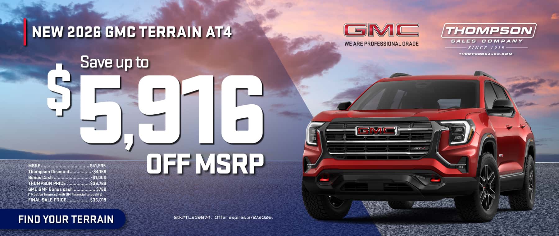 Save up to $5916 off MSRP on a new 2026 GMC Terrain