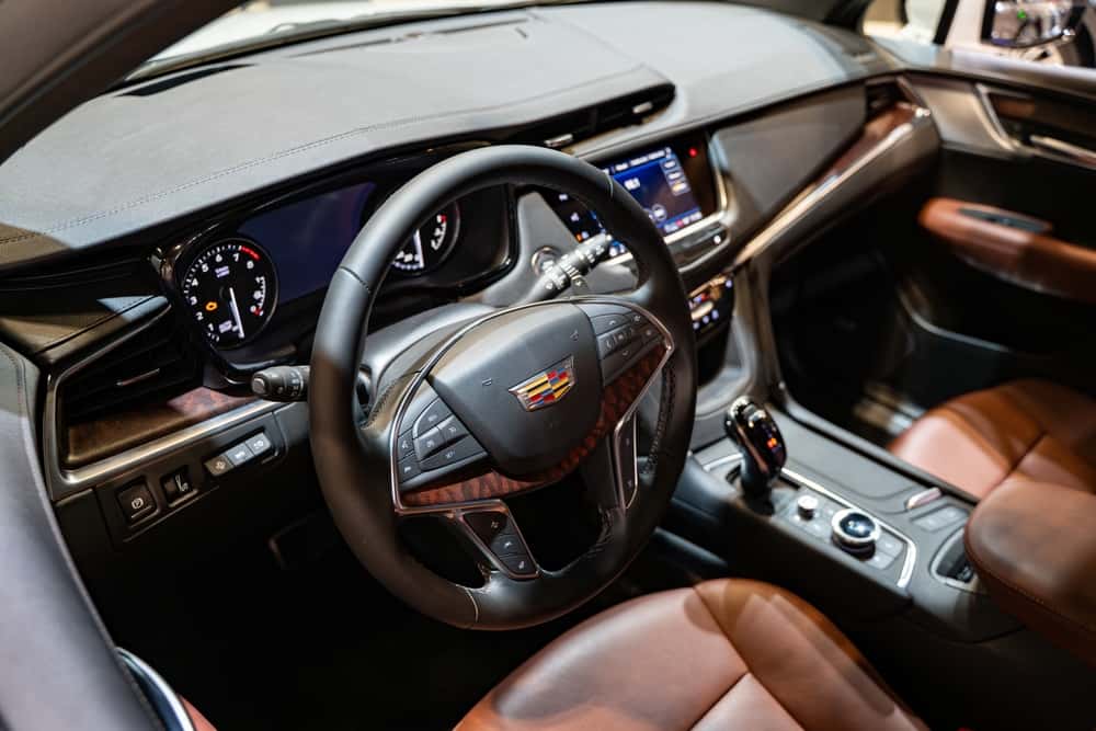 The interior of a Cadillac XT5 used SUV