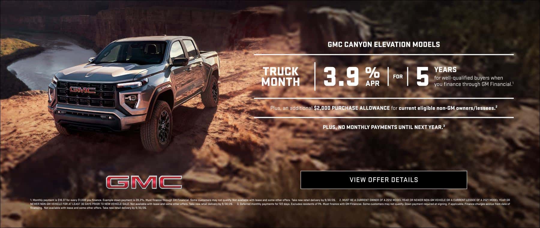 Get 3.9% APR on a new 2026 GMC Canyon