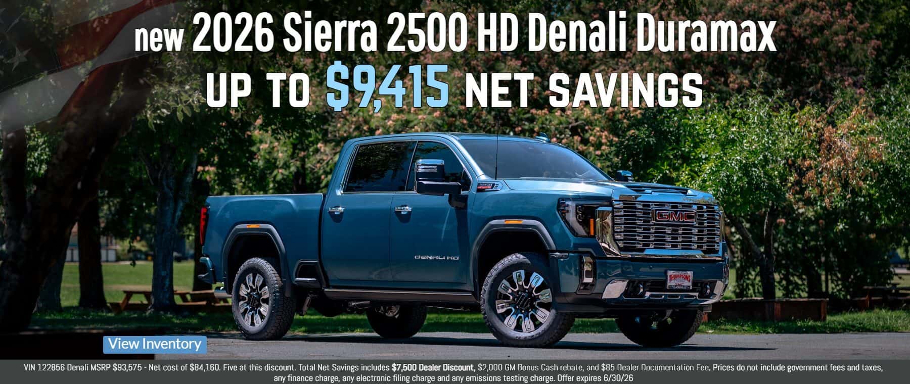 2026 GMC Sierra 2500 $9,415 net savings