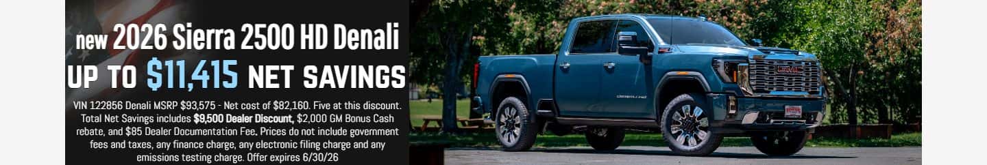 2026 GMC Sierra 2500 $11,415 net savings
